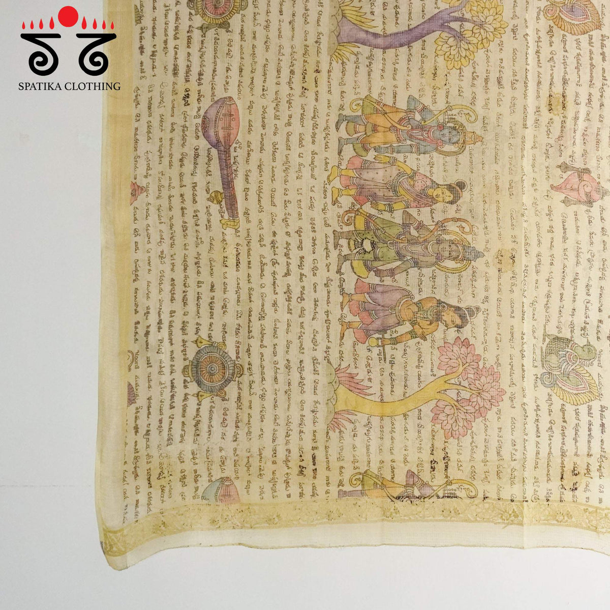 Ramayana Pen Kalamkari Dupatta