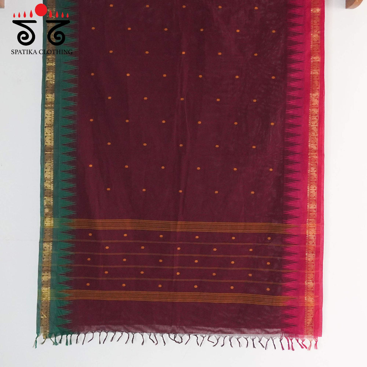 Maroon Chettinad Cotton Saree