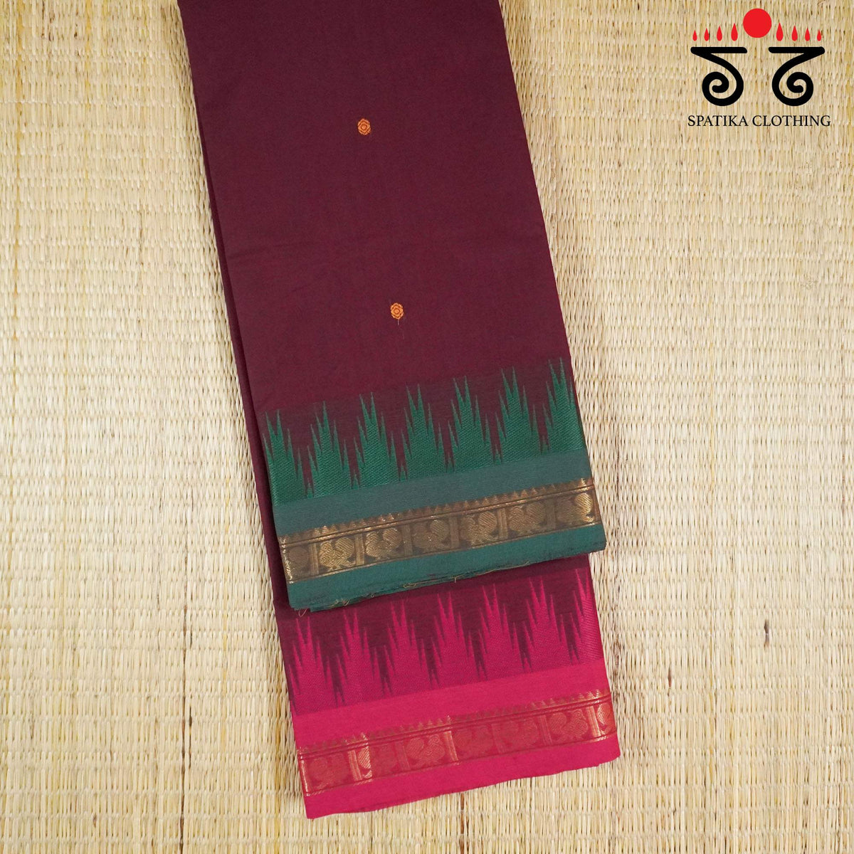 Maroon Chettinad Cotton Saree