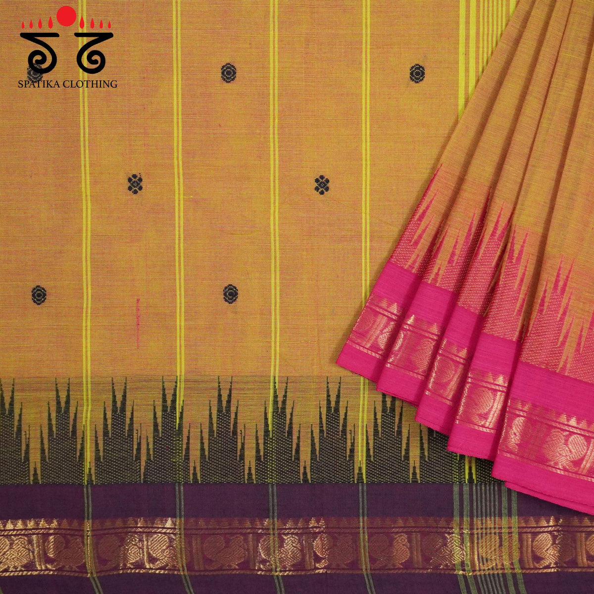 Mustard Chettinad Cotton Saree