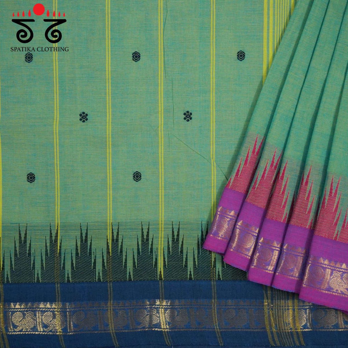Sage Green Chettinad Cotton Saree