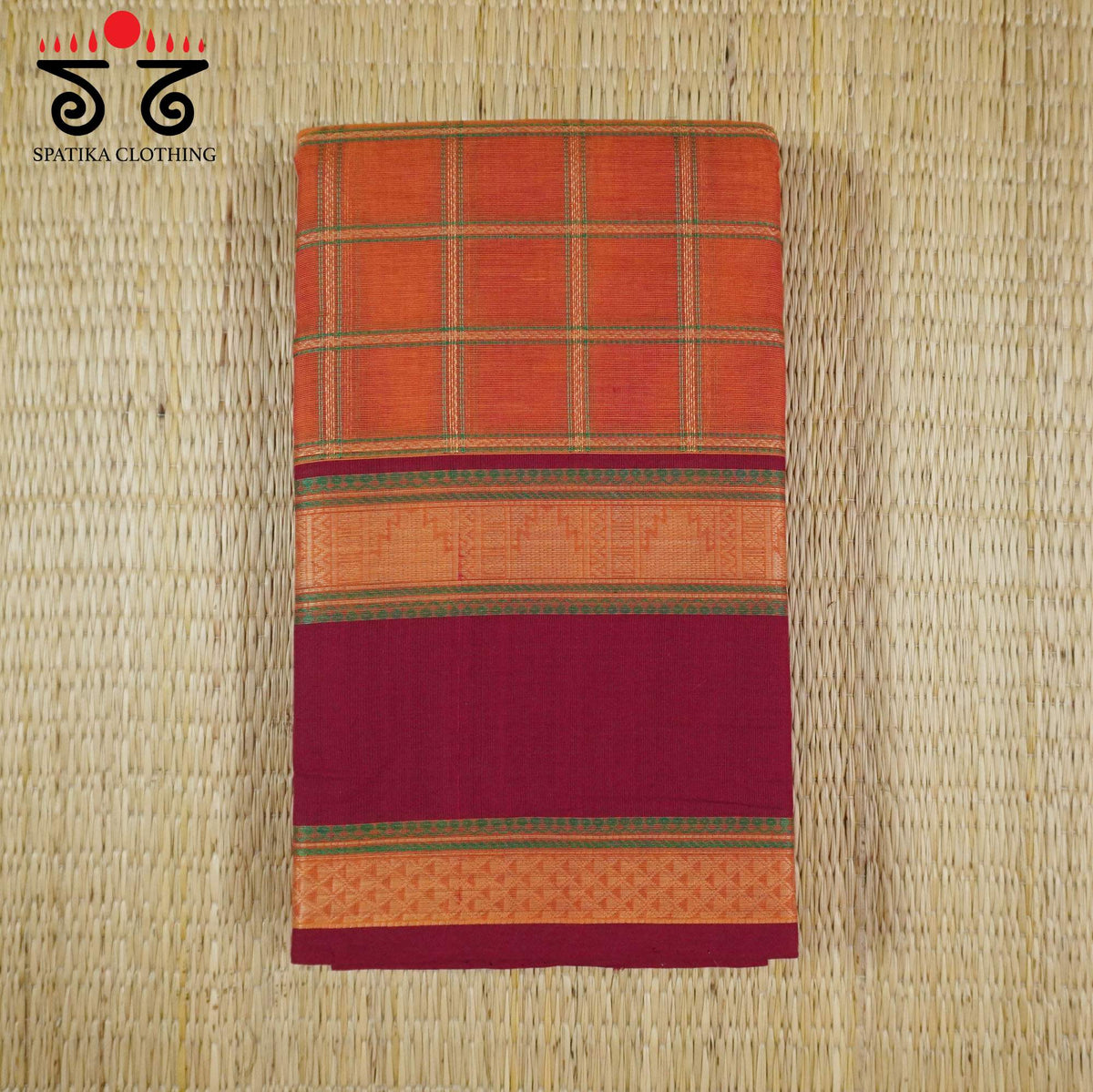 Orange Kanchi Cotton Saree