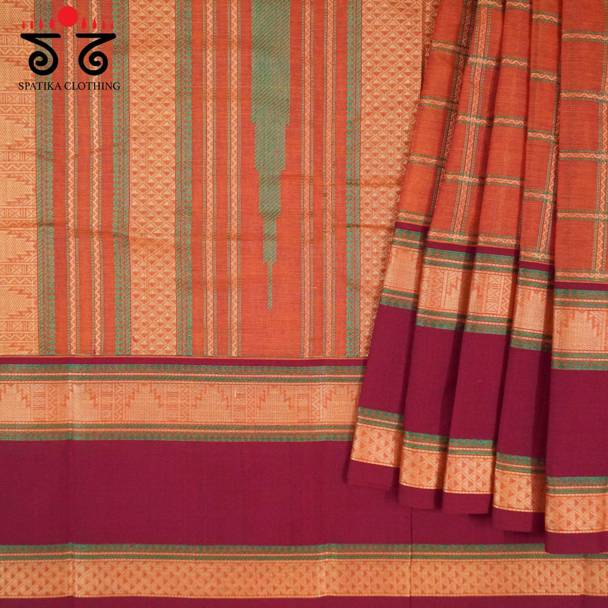 Orange Kanchi Cotton Saree