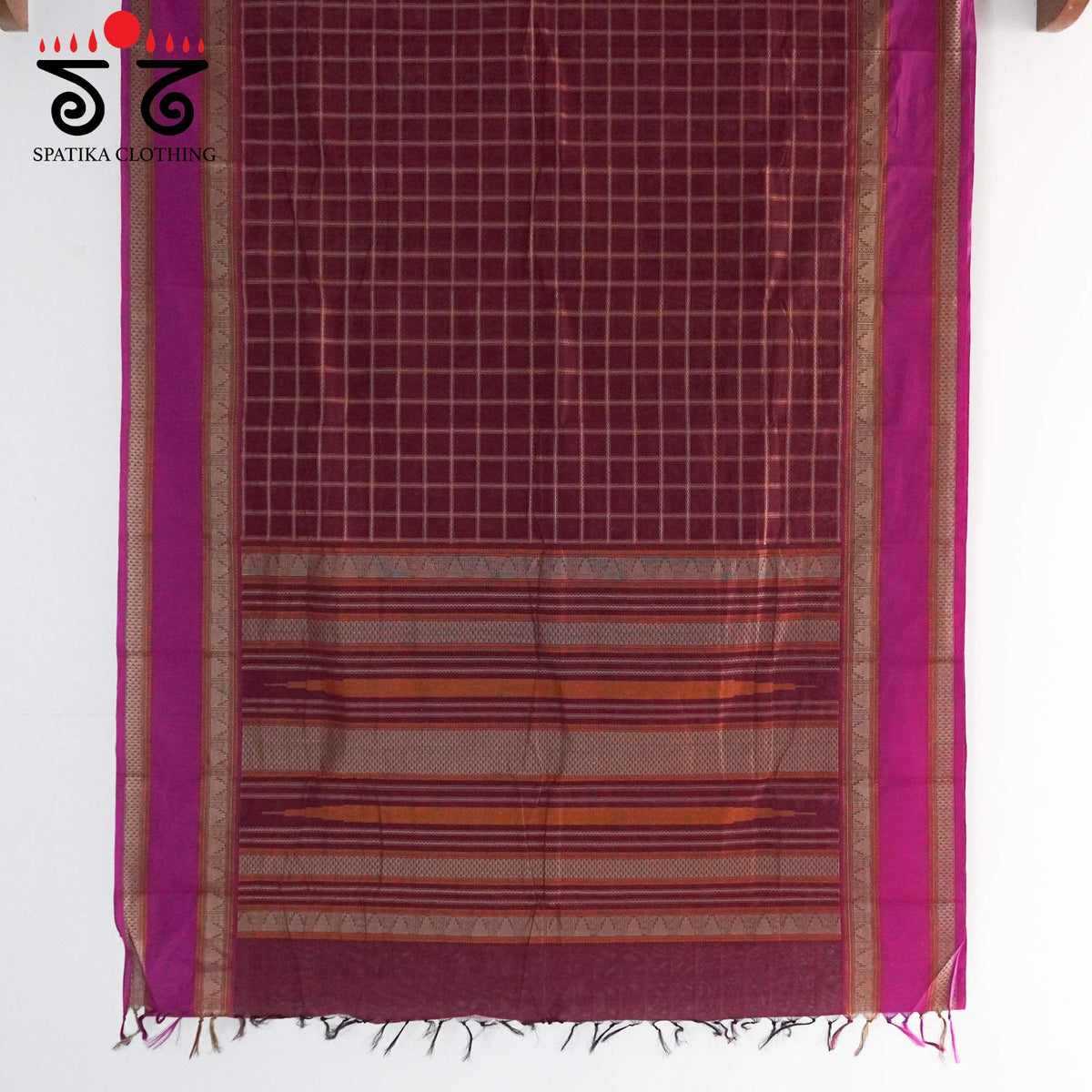 Maroon Kanchi Cotton Saree