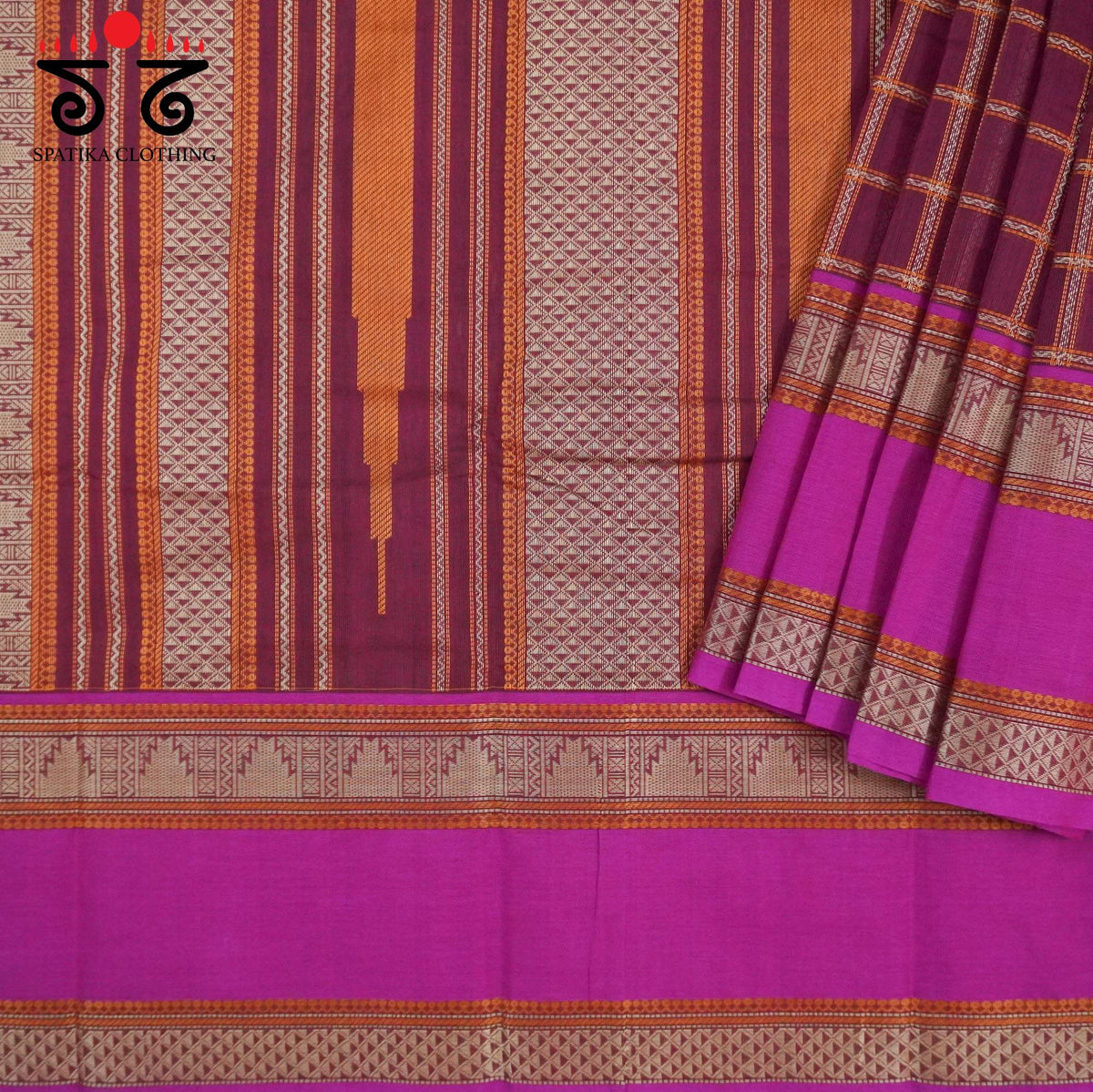 Maroon Kanchi Cotton Saree