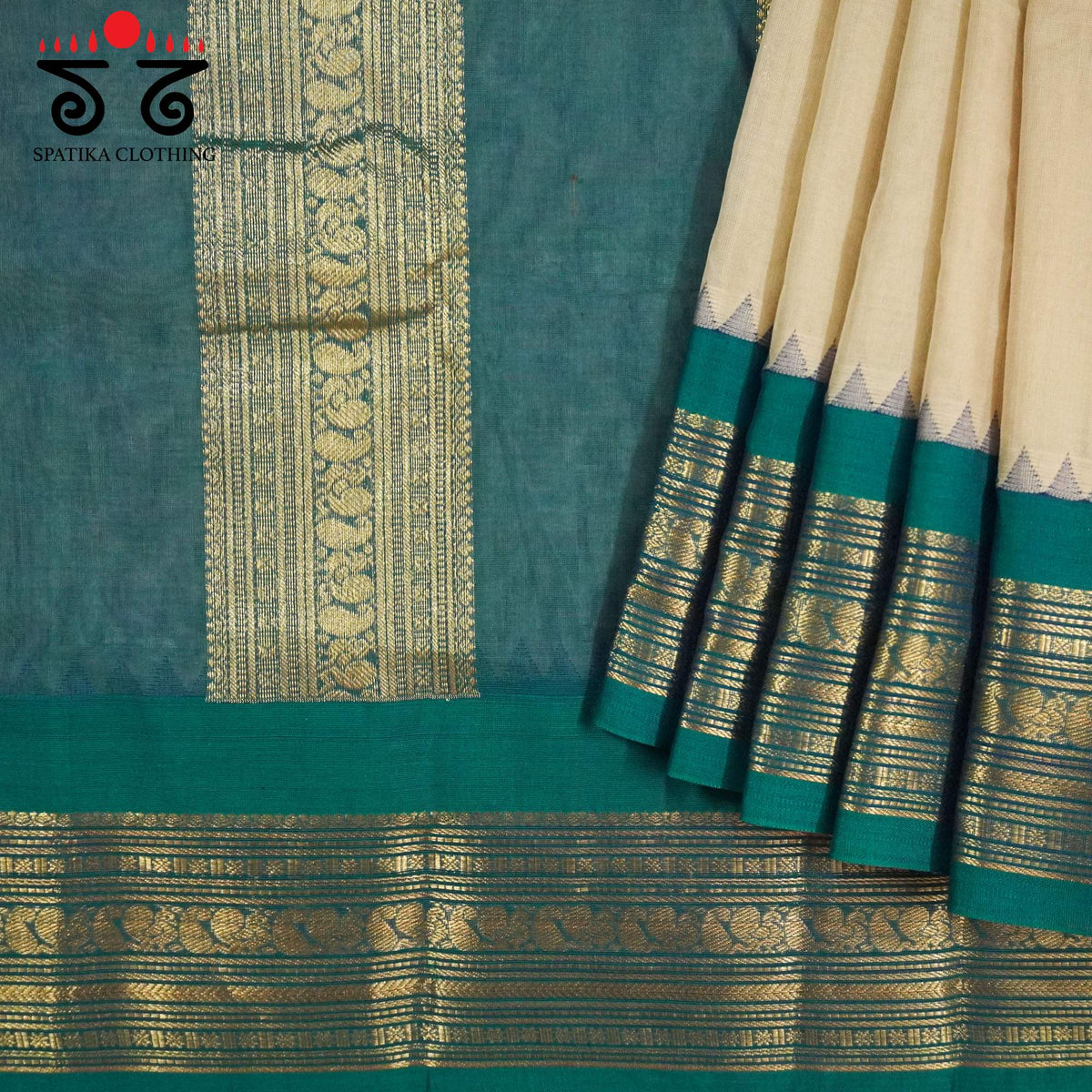 Light Beige Festive Kanchi Cotton Saree