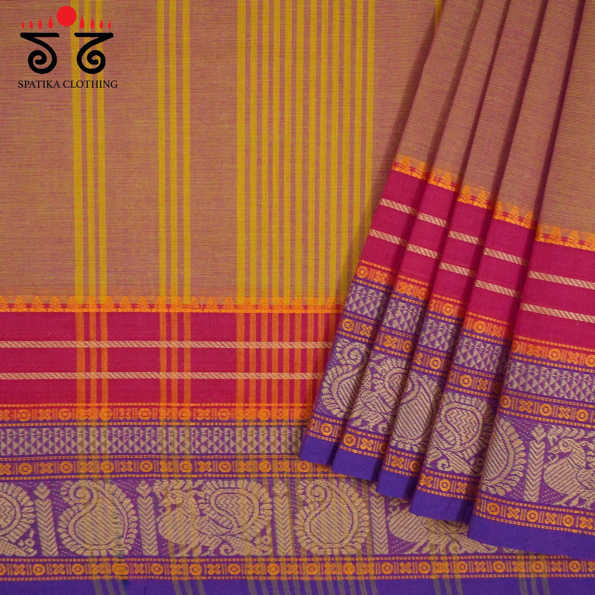 Light Brick Kanchi Cotton Saree