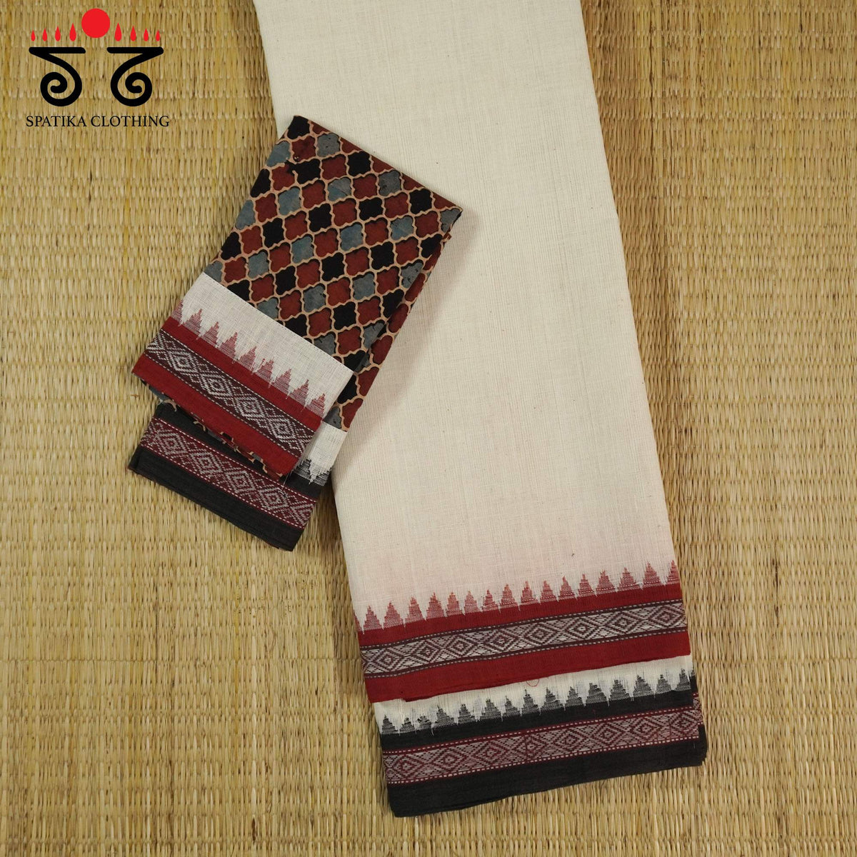 Ponduru Handspun Saree - Ajrak Blouse