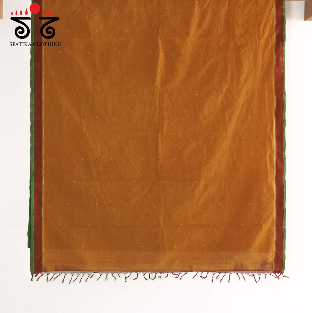 Mustard Kanchi Cotton Saree - Ikat Blouse