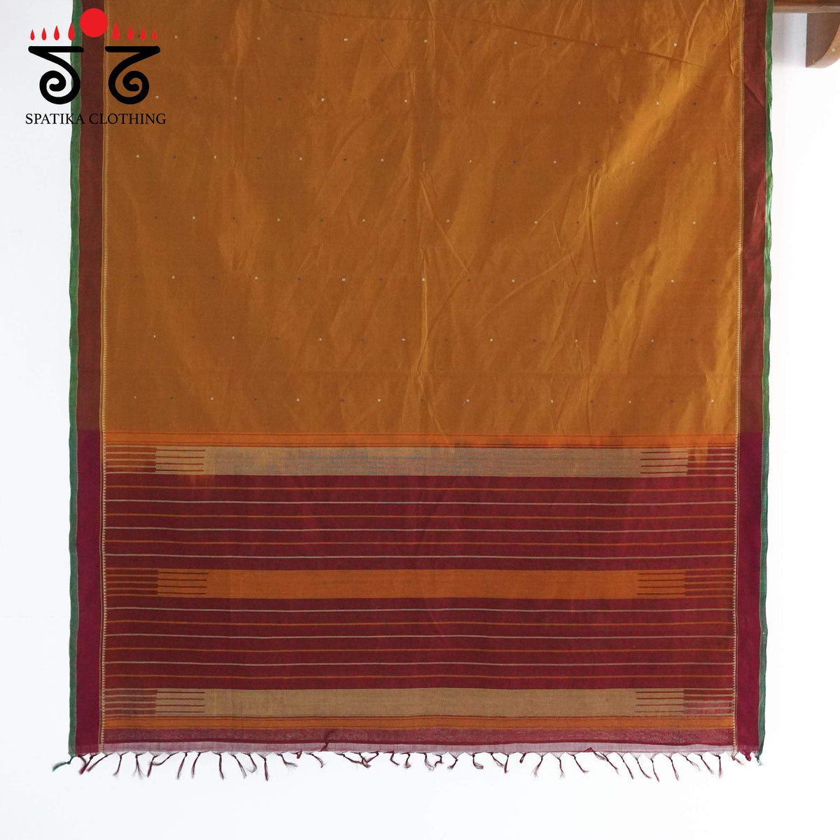 Mustard Kanchi Cotton Saree - Ikat Blouse