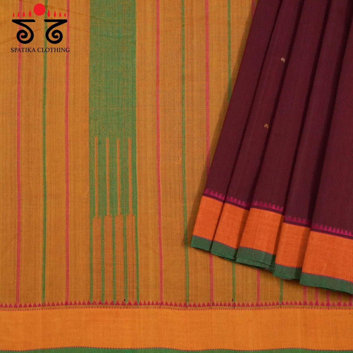 Purple Kanchi Cotton Saree - Ikat Blouse