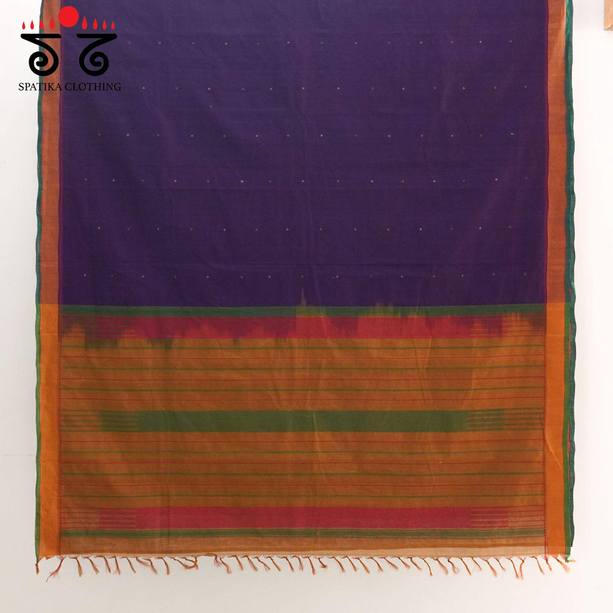 Violet Kanchi Cotton Saree - Ikat Blouse