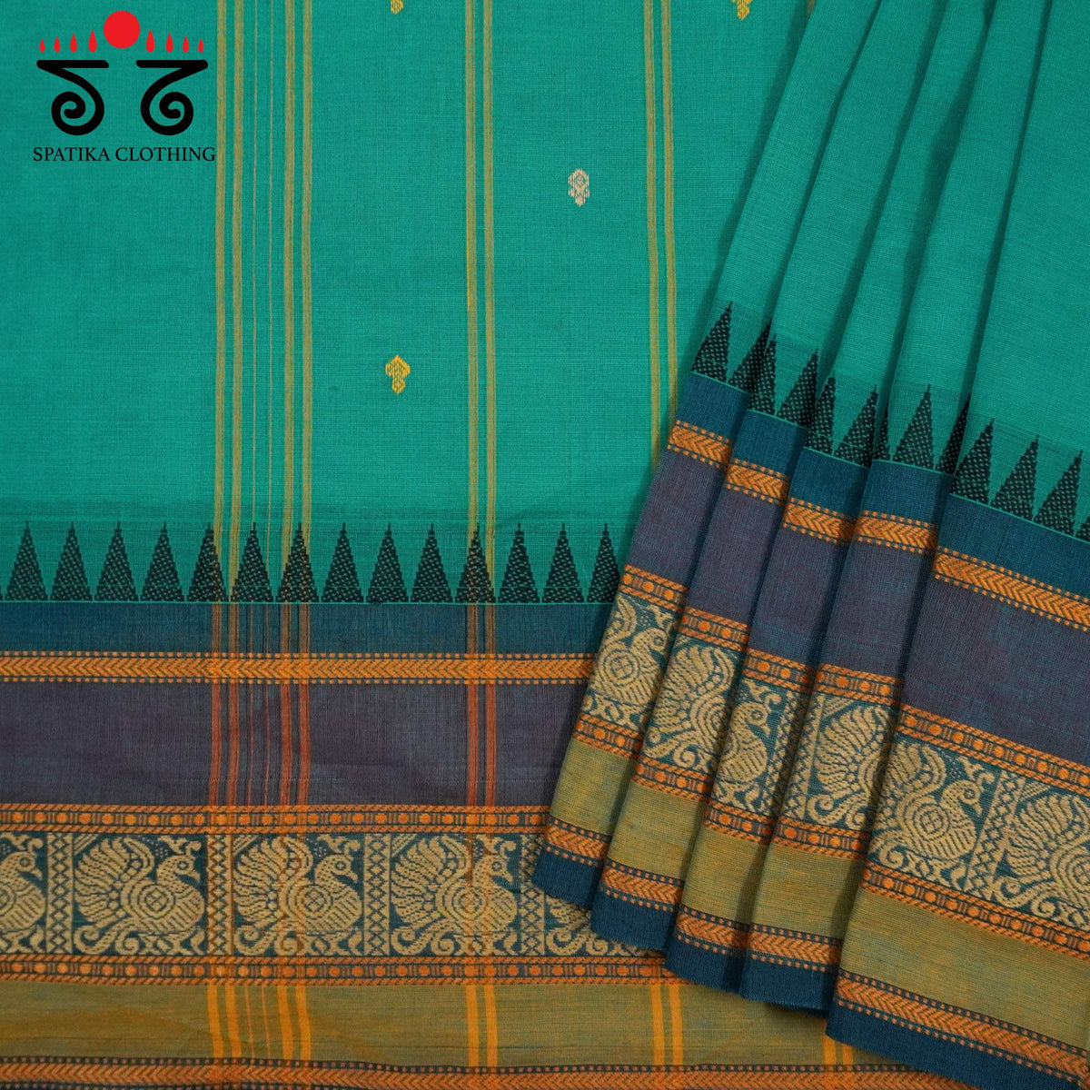 Teal Kanchi Cotton Saree
