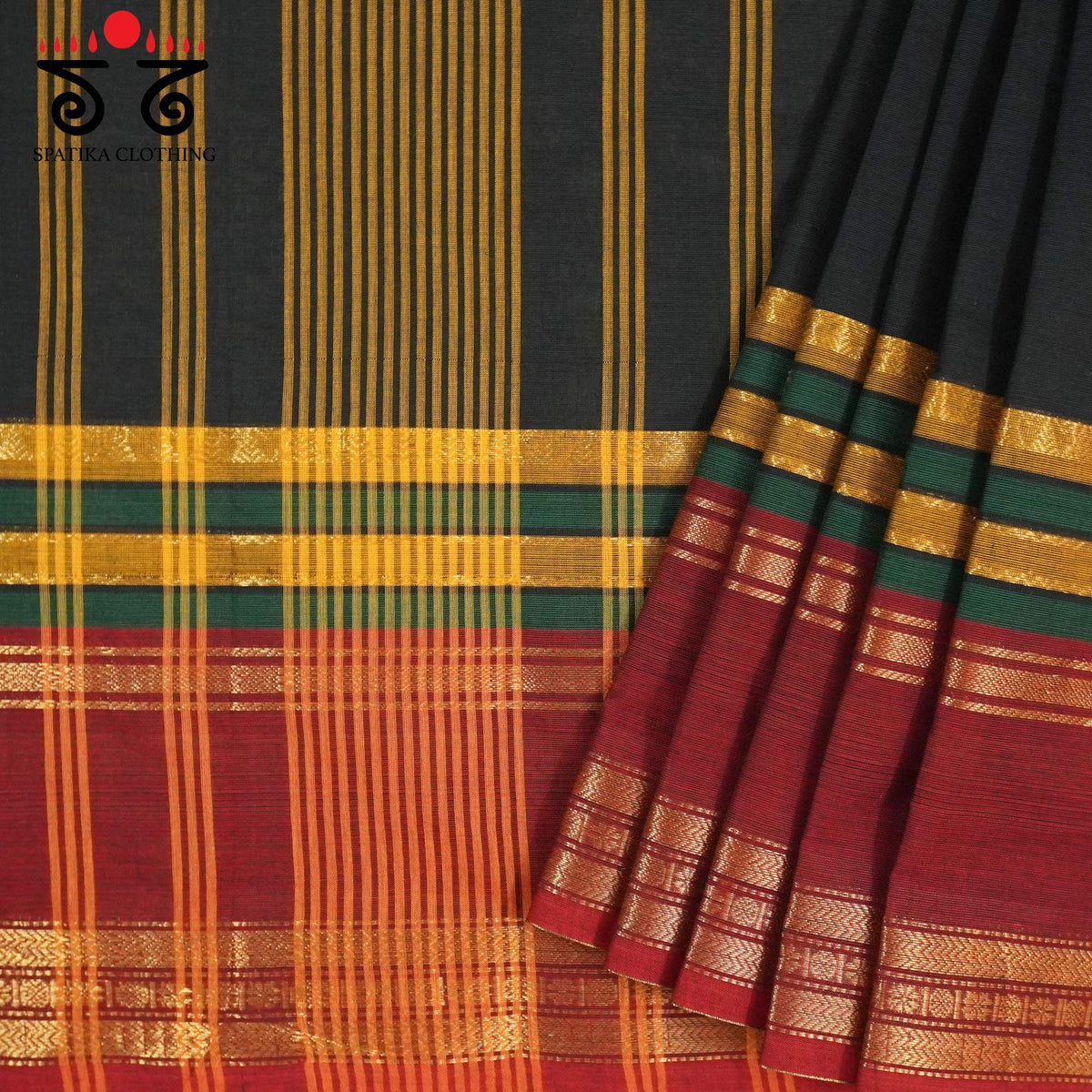 Black Kanchi Cotton Saree