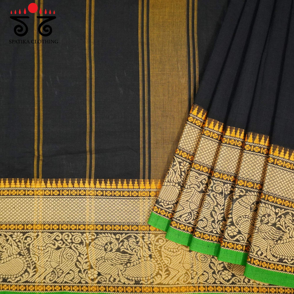 Black Kanchi Cotton Saree