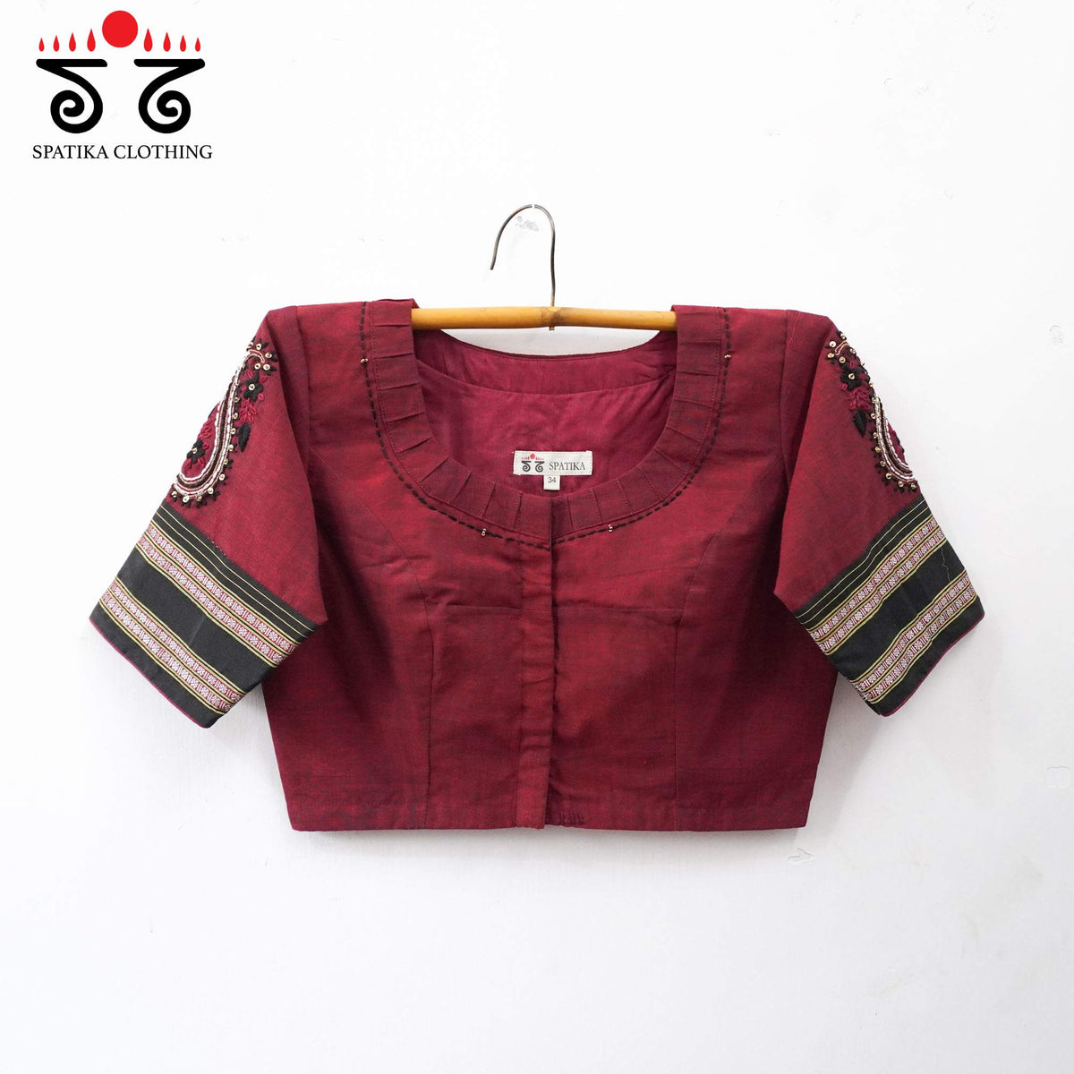 Maroon & Black Chikankari Handcrafted blouse