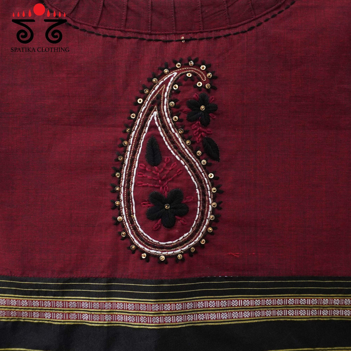 Maroon & Black Chikankari Handcrafted blouse