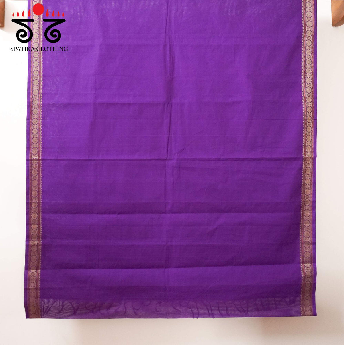 Violet Kanchi Cotton Saree - Ikat Blouse