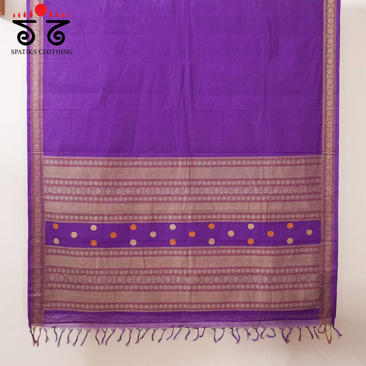 Violet Kanchi Cotton Saree - Ikat Blouse