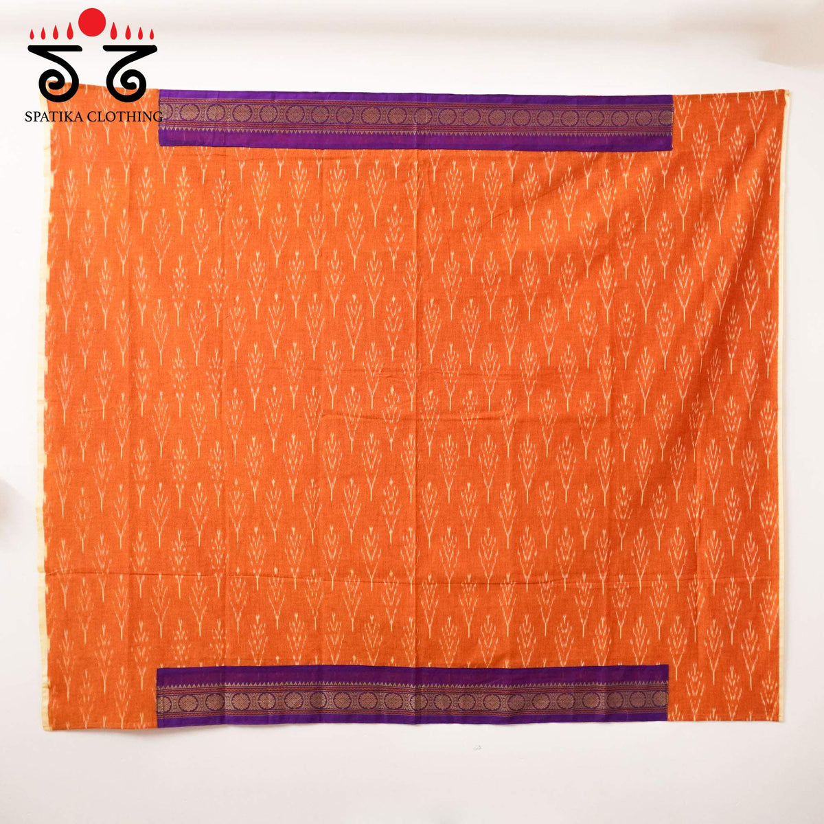 Violet Kanchi Cotton Saree - Ikat Blouse