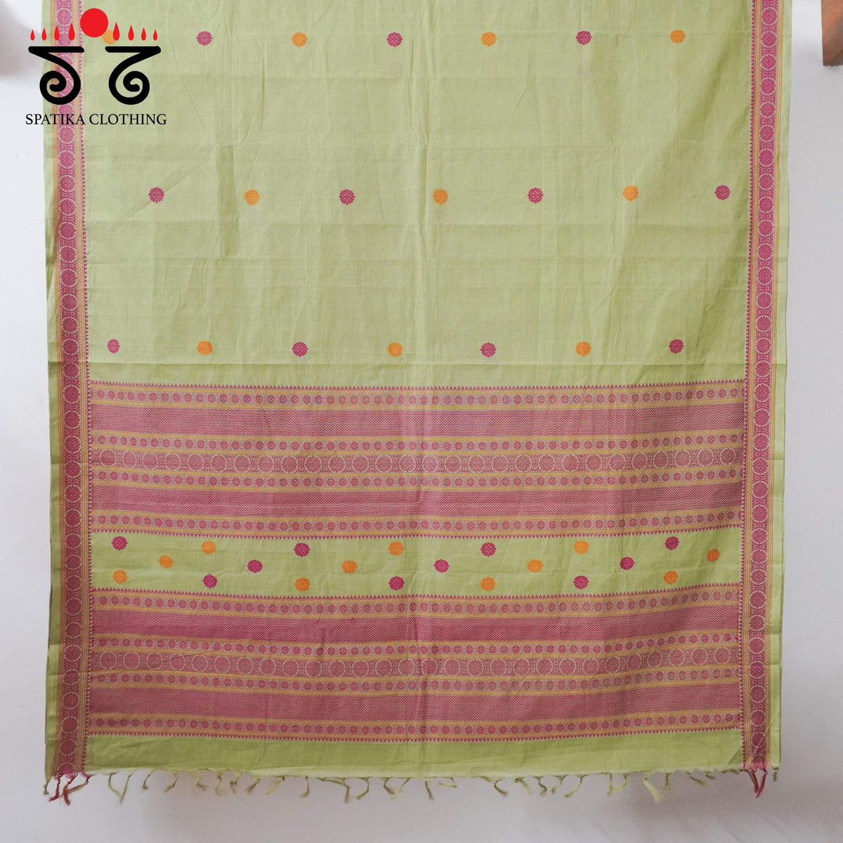 Pista Green Kanchi Cotton Saree - Ikat Blouse