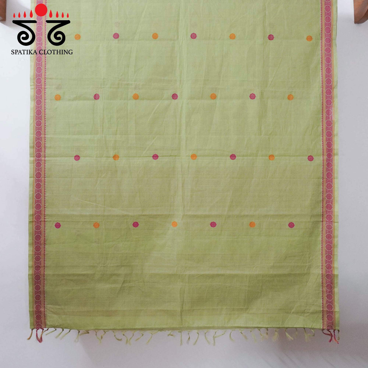 Pista Green Kanchi Cotton Saree - Ikat Blouse