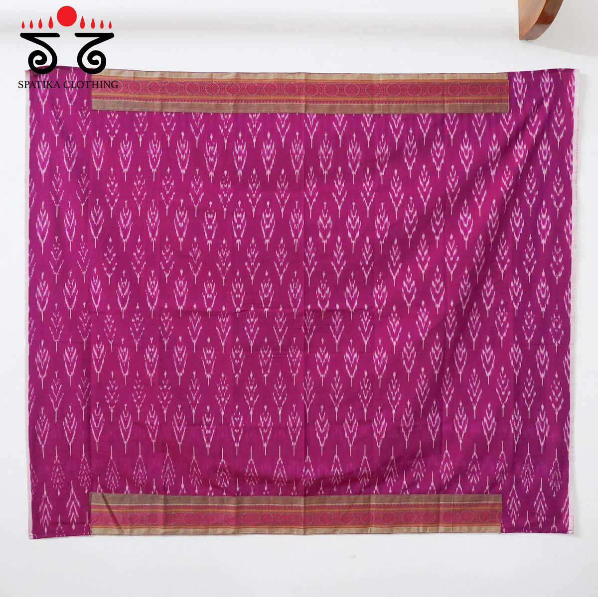 Brown Kanchi Cotton Saree - Ikat Blouse