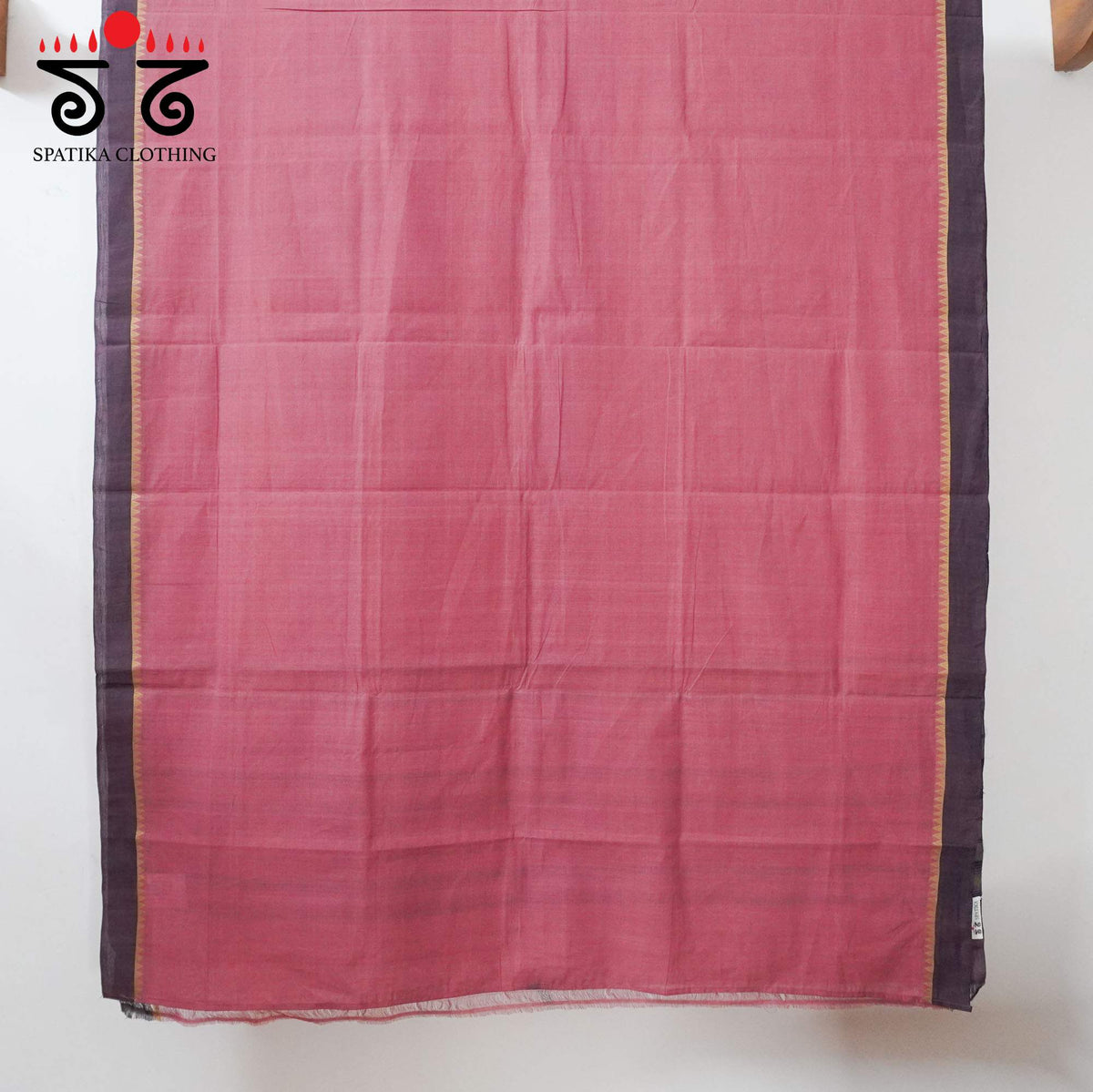 Pink Andhra Cotton Saree With Ikat Blouse
