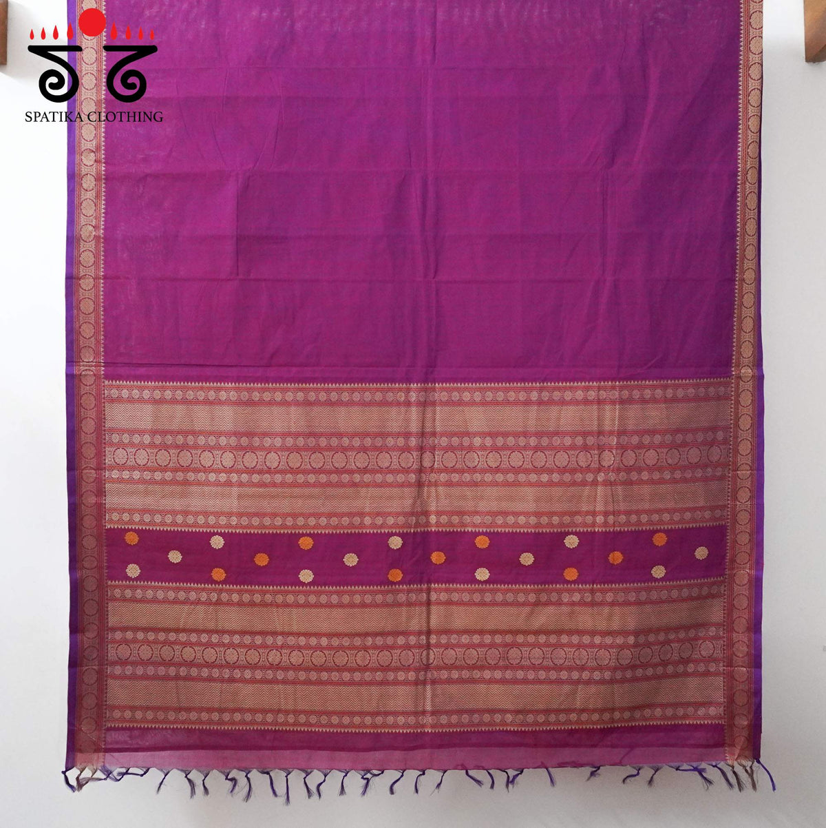 Magenta Kanchi Cotton Saree - Bandhini Blouse