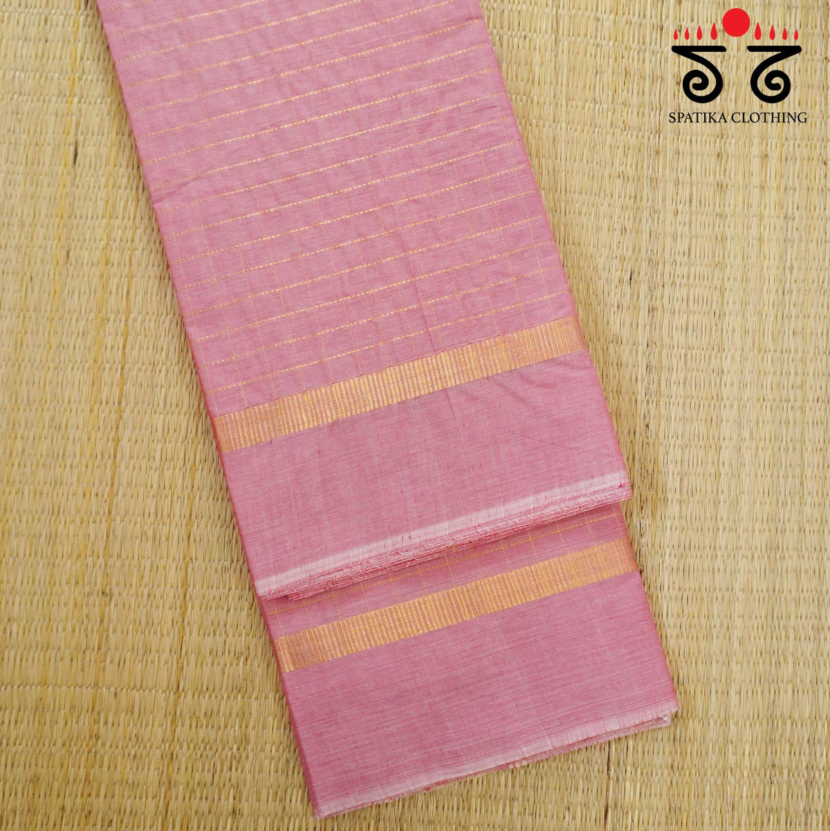 Baby Pink Blue South Cotton Saree