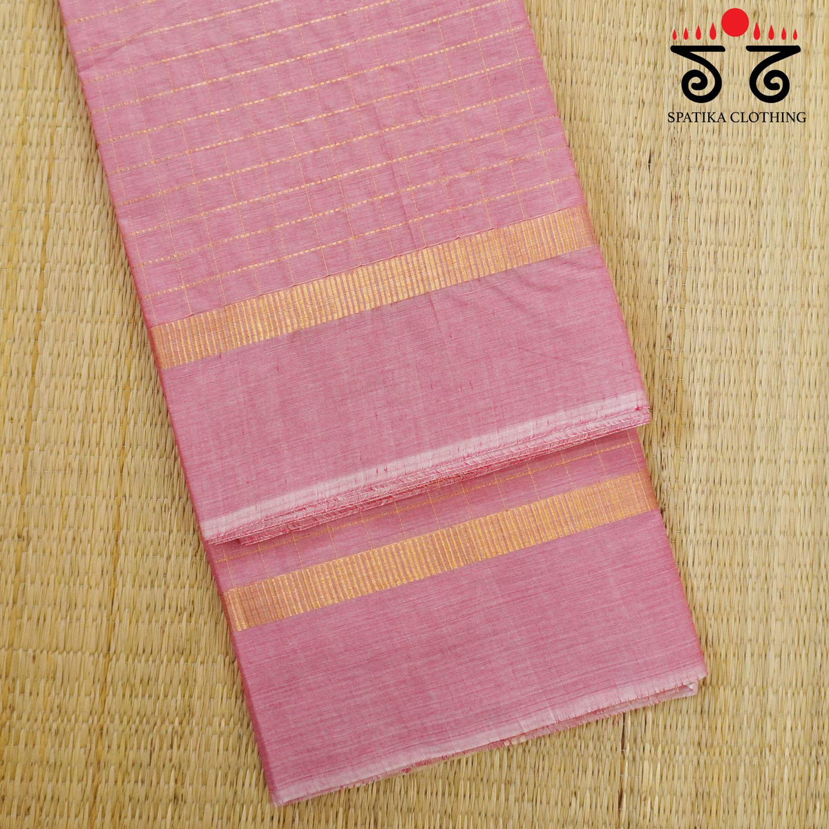 Baby Pink Blue South Cotton Saree