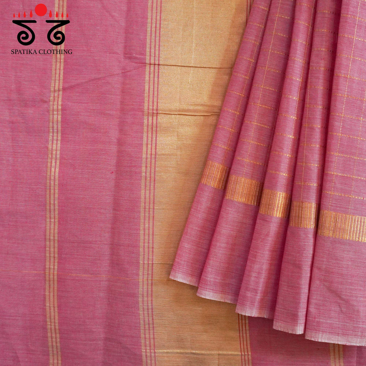 Baby Pink Blue South Cotton Saree
