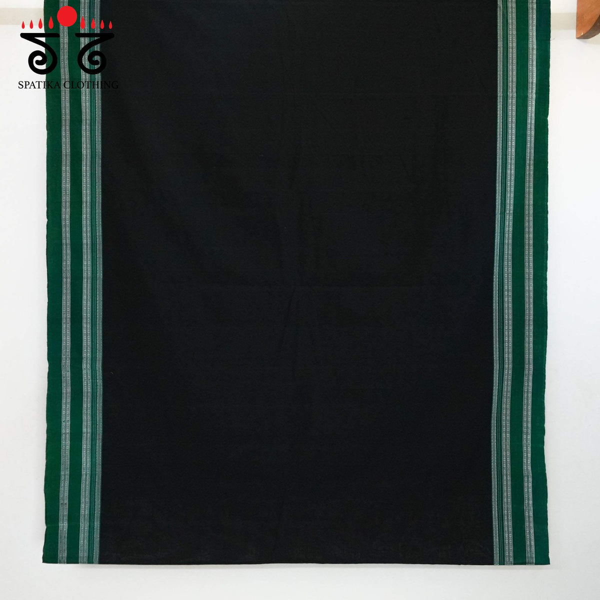 Black Ilkal Handwoven Cotton Saree - Kalamkari Blouse