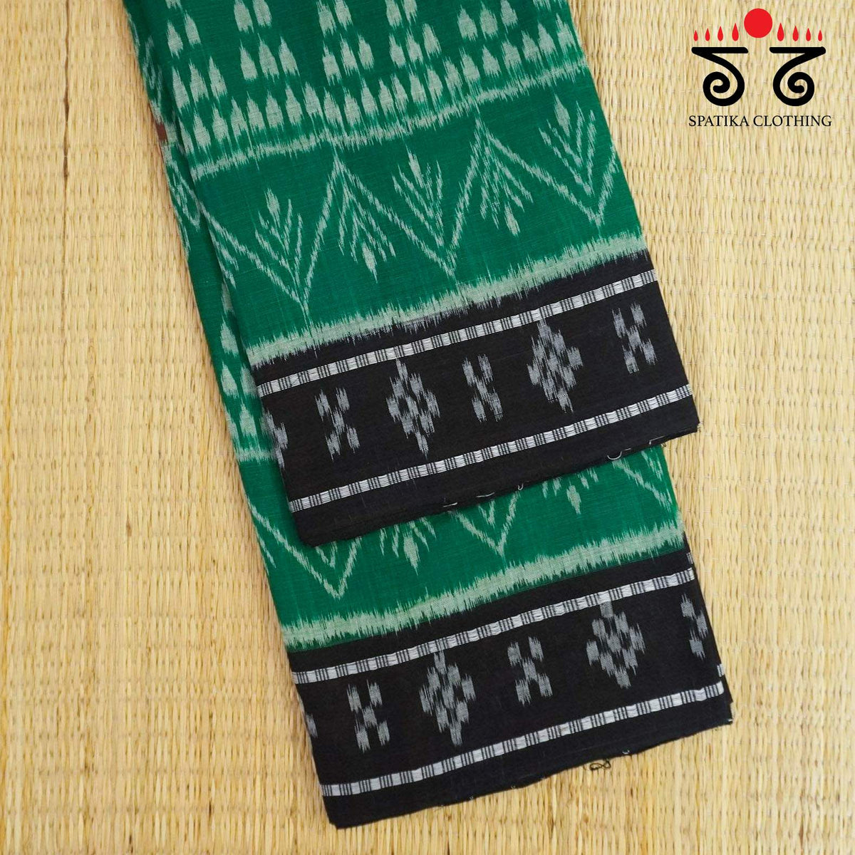 Green Nuapatna-Ikat Handwoven Cotton Saree