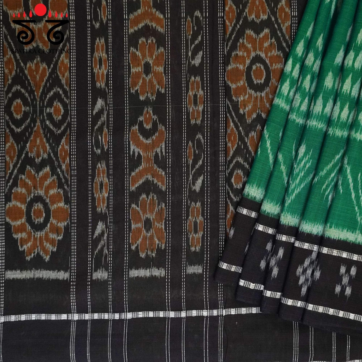 Green Nuapatna-Ikat Handwoven Cotton Saree