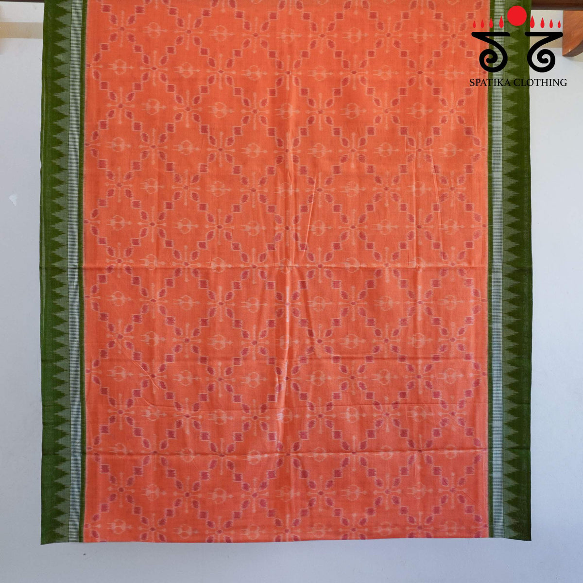 Orange Nuapatna-Ikat Handwoven Cotton Saree