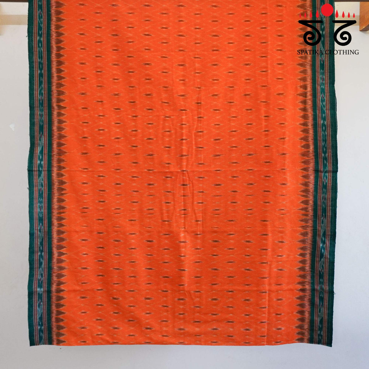Orange Nuapatna-Ikat Handwoven Cotton Saree