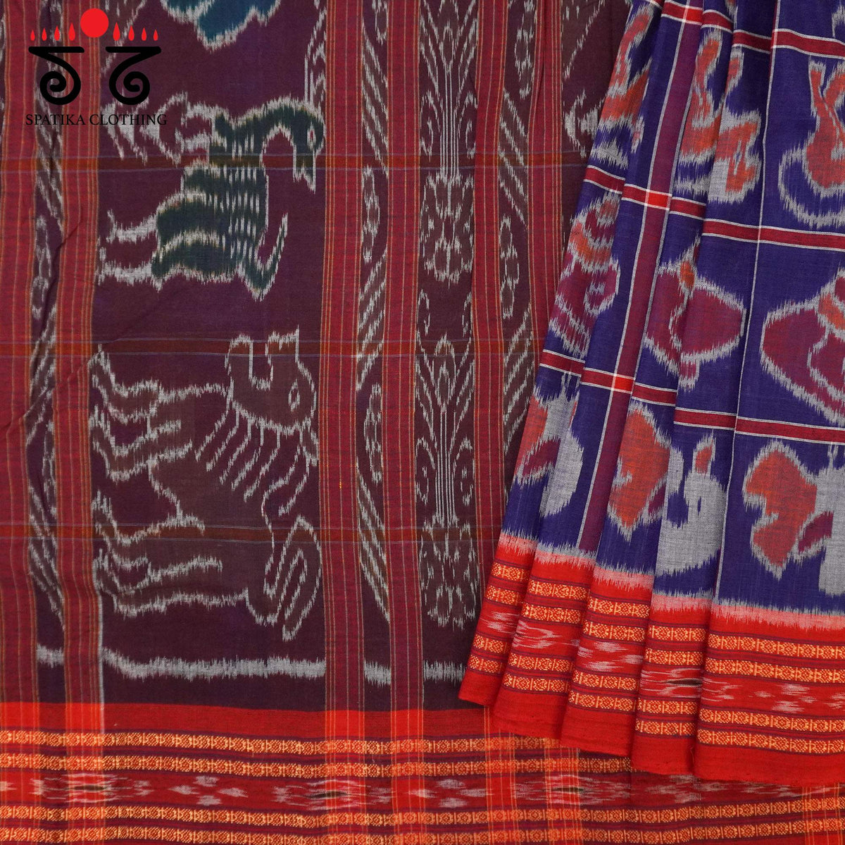 Blue Nuapatna-Ikat Handwoven Cotton Saree