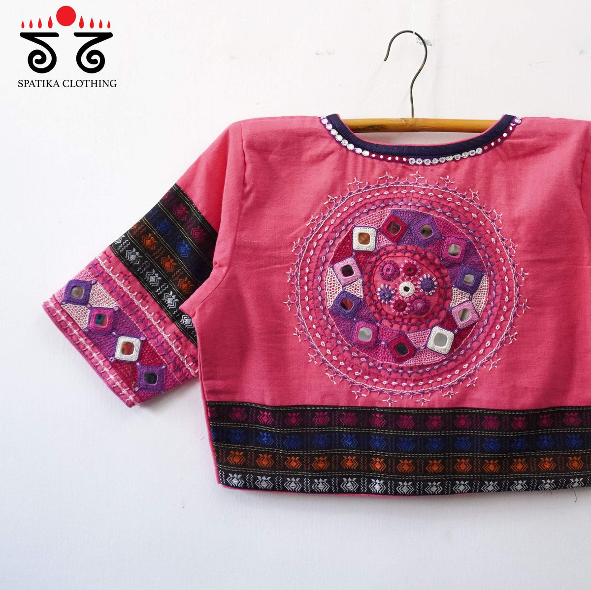 Pink Festive Lambani Khun Handcrafted Blouse