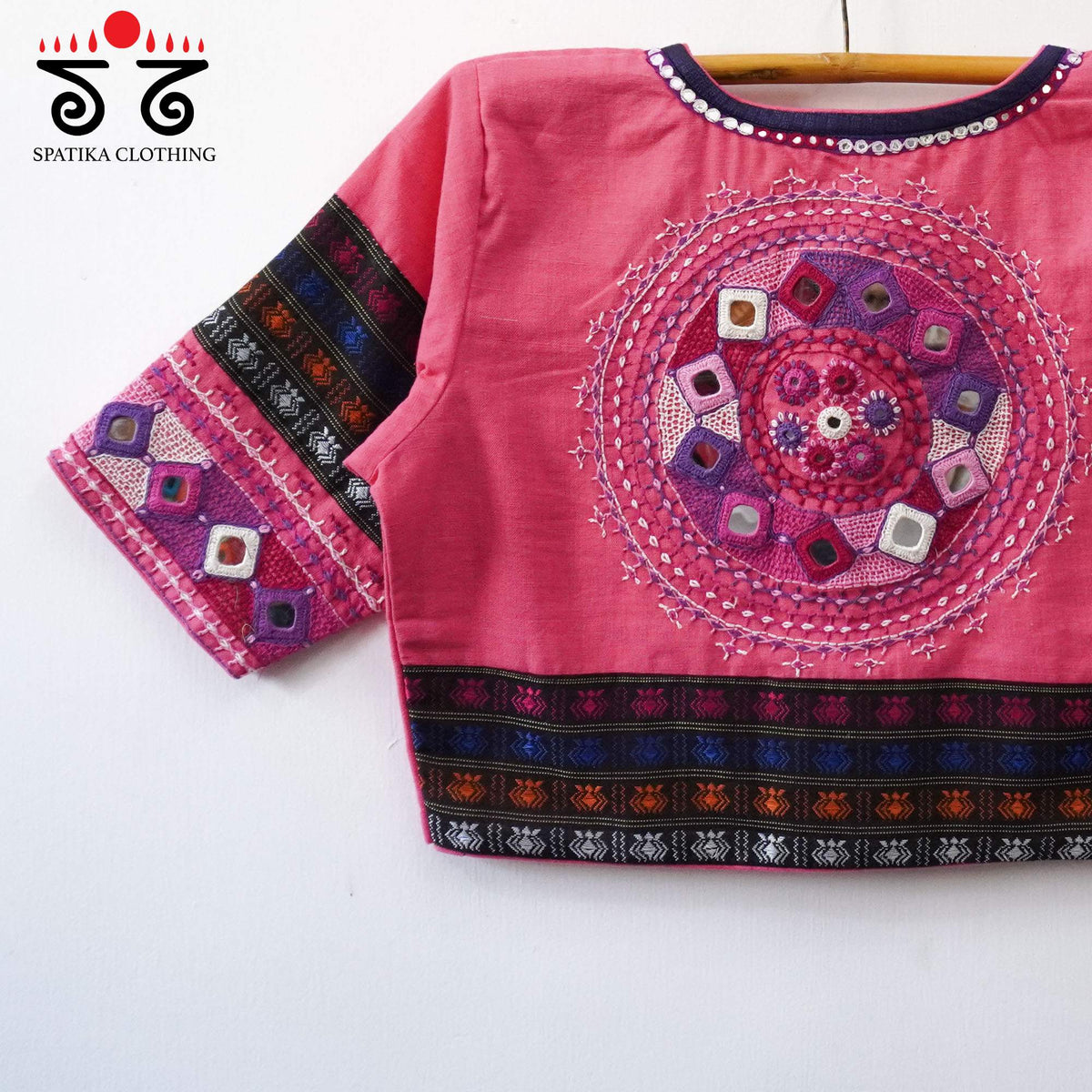 Pink Festive Lambani Khun Handcrafted Blouse