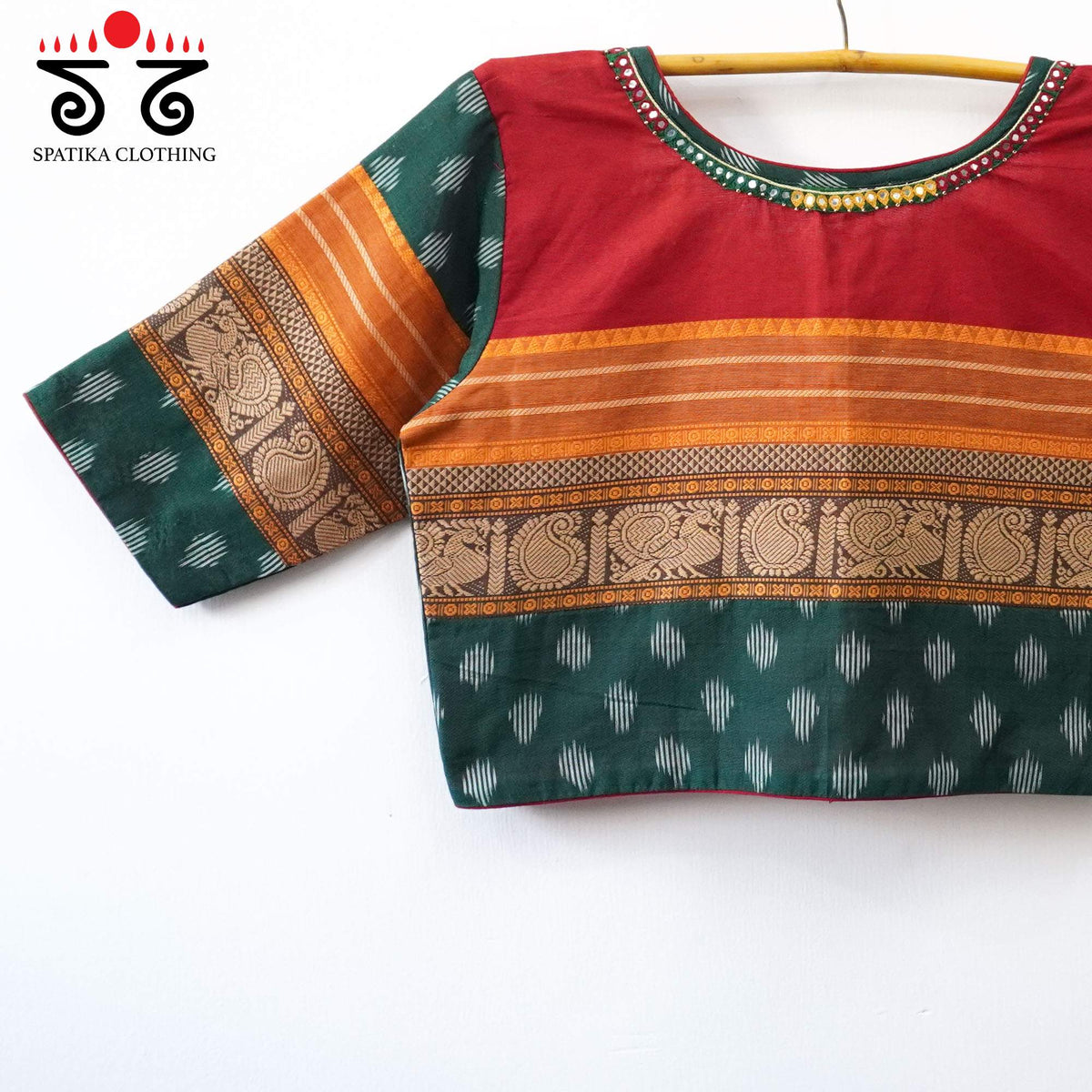 Red Kanchi Cotton Handcrafted Blouse