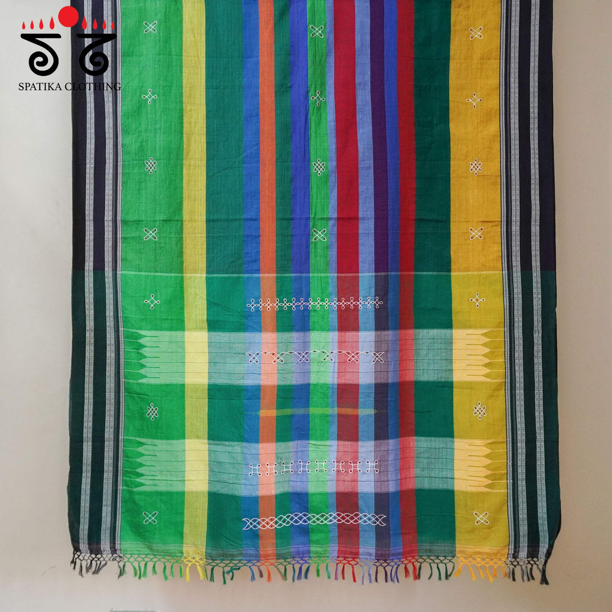 Green Kolam - Embroidered Ilkal Saree