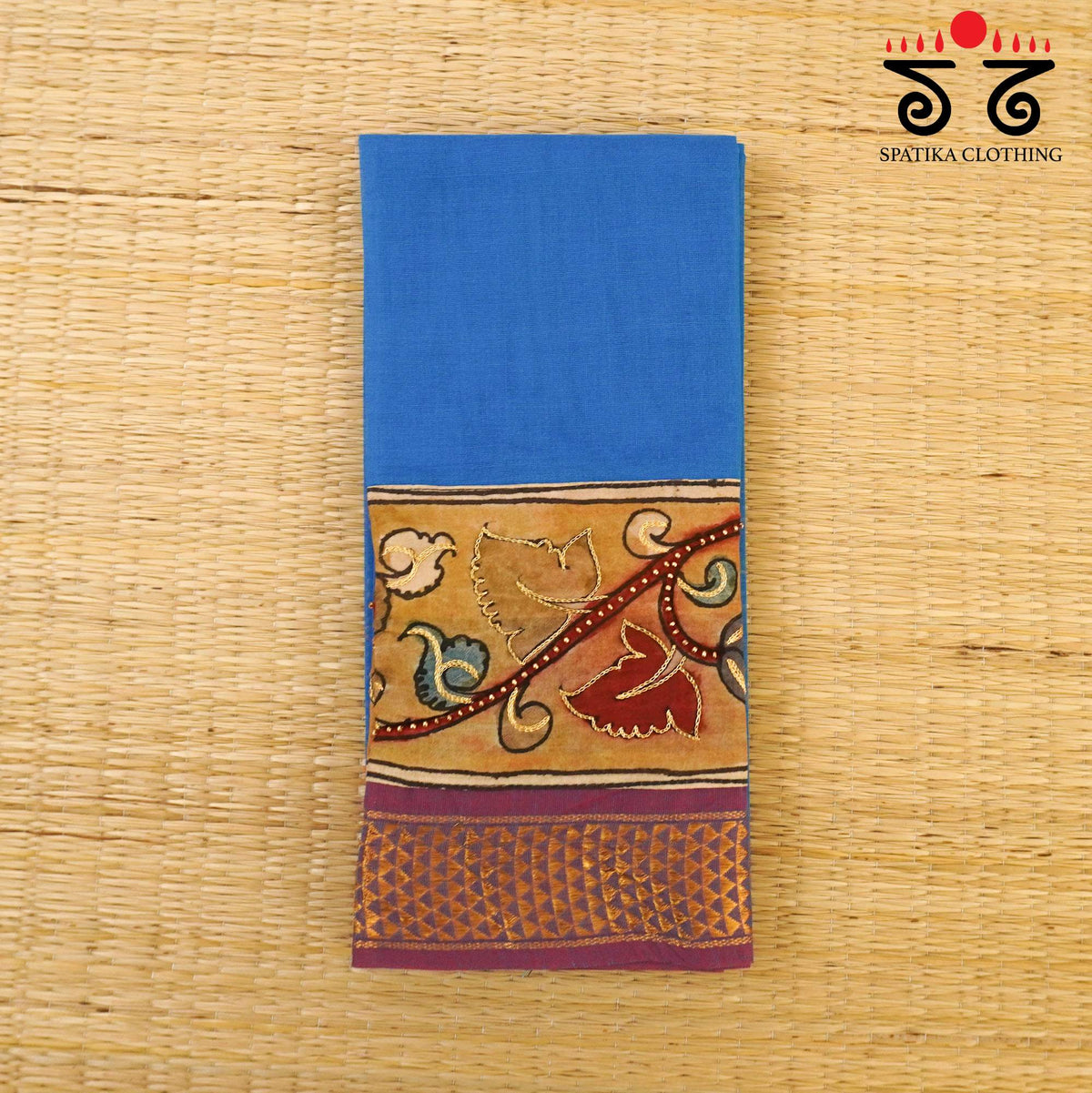 Pen kalamkari Handcrafted Blouse Fabric