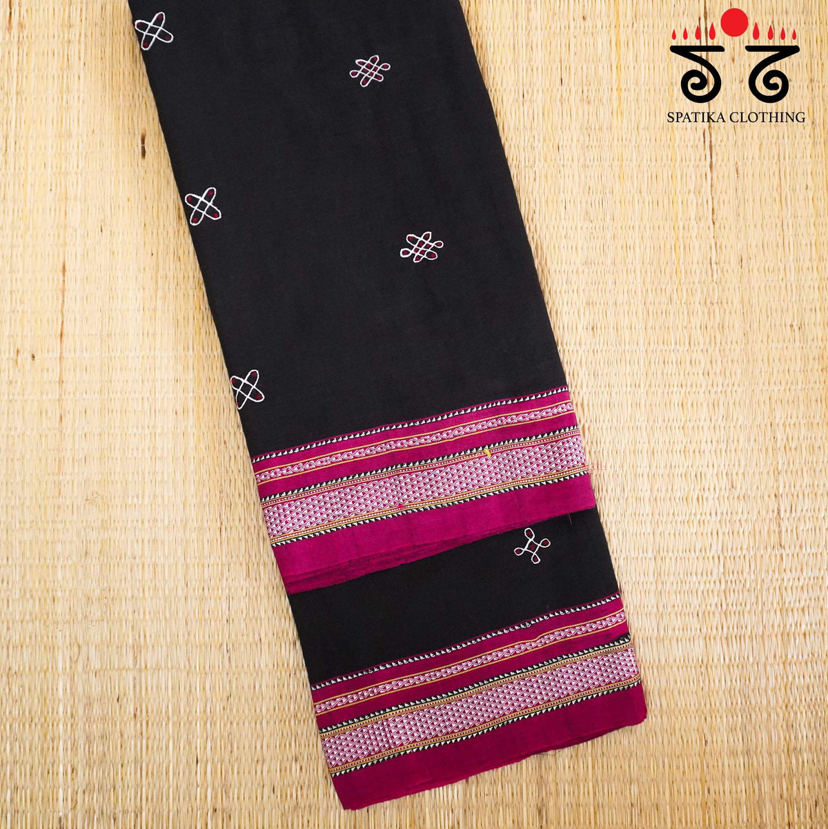Black Kolam - Embroidered Ilkal Saree