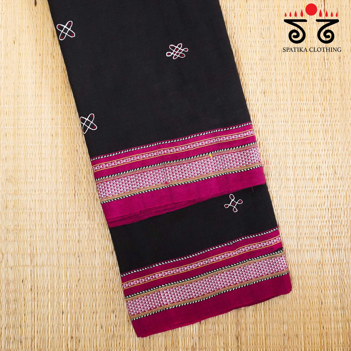 Black Kolam - Embroidered Ilkal Saree