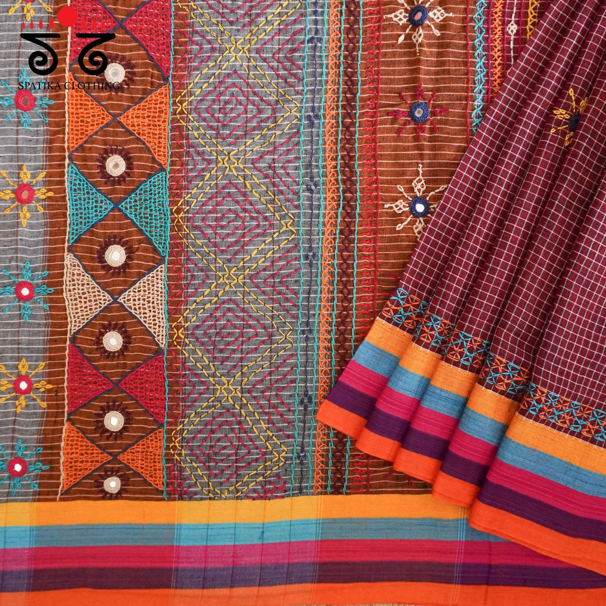 Ilkal Hand Embroidered Cotton Saree