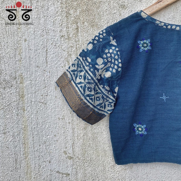 Hand Embroidered Hand Blockprinted Blouse