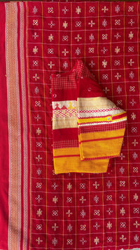 1000 buttas of Kolam - Embroidered Ilkal Saree with Red Lambani Bandhani Blouse