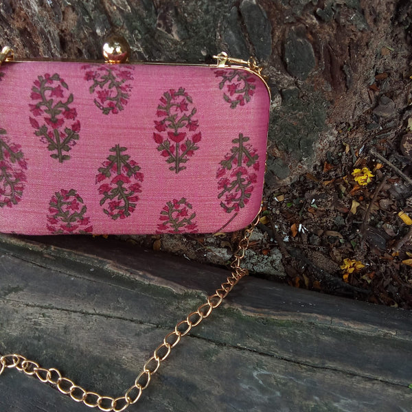 Box Clutch - Pink Paisley!