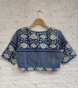 Blue Half & Half Bagru Blouse